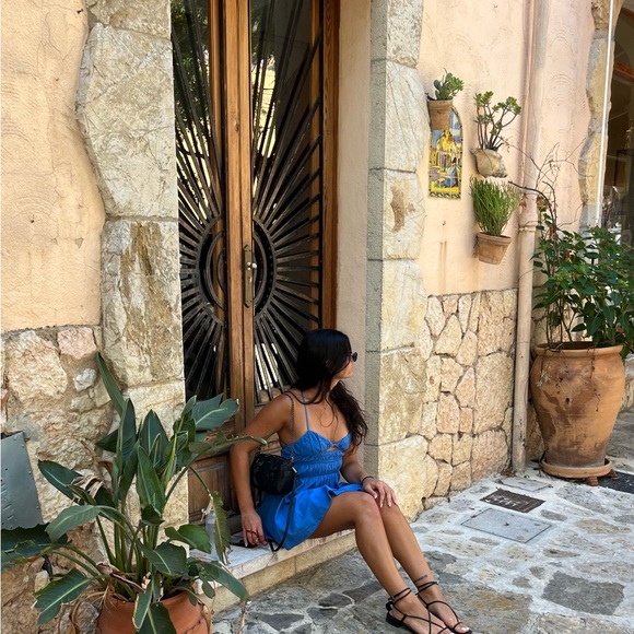 SNYDS. Tahlia Blue Halter Mini Dress - Picture 4 of 7